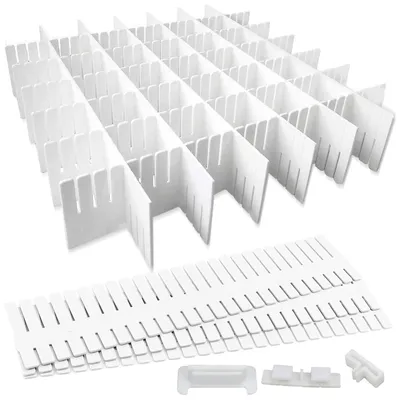 Produktbild von Schubladeneinsätze, 16 Stück, verstellbare Schubladenorganizer, weiß, für Kleiderschränke, Unterwäsche, Socken, DIY-Büroorganizer
