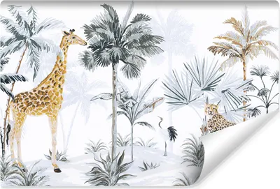 Produktbild von Muralo Selbstklebende Fototapete für Kinder DSCHUNGEL wilde Tiere Pflanzen Palmen Br. 368cm x Hö. 254cm