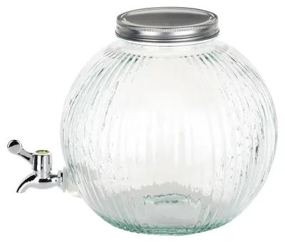 Image de Récipient en verre - Distributeur de boissons - 5,5 litres - Avec robinet - Réutilisable - Sans plomb -  LFGB