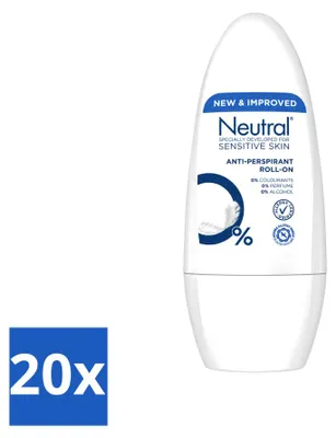 Immagine prodotto di 20 deodoranti roll-on neutri per pelli sensibili - antitraspirante, 50 ml - confezione  - 20 pezzi