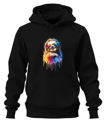 Produktbild von Chilliges Faultier Sonnenbrille Statement Sarkasmus Urban Hoodie Kapuzenpullover, Schwarz, XL