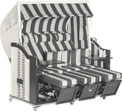 Produktbild von Sonnenpartner Classic 3-Sitzer Strandkorb Halbliegemodell Ostsee weiß/schwarz