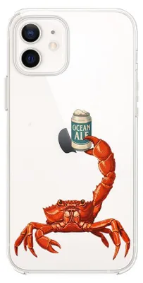 Zdjęcie produktu dla Elastyczne etui do iPhone'a 12 Mini, wykonane z przezroczystego silikonu TPU, z motywem kraba i piwa