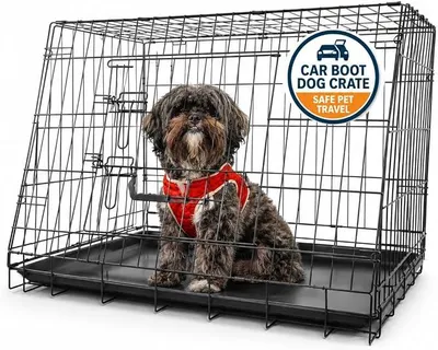 Image de Cage de transport pliable pour chien, modèle moyen, dimensions : 76 x 56 x 54 cm
