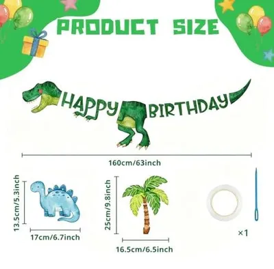 Zdjęcie produktu dla Girlanda urodzinowa dinozaury happy birthday dekoracja dla dzieci