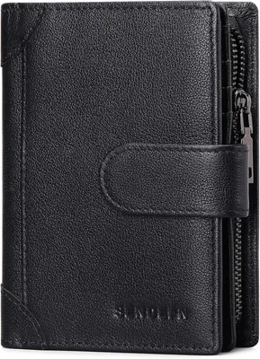 Produktbild von Herren-Geldbörse aus Leder mit RFID-Schutz, Münzfach und Kartenfächern, schwarz, 13 x 11 x 3 cm