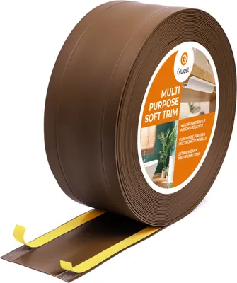 Zdjęcie produktu dla QUEST Listwa wykończeniowa W1 z PCV 6w1 1x95mm, 5m samoprzylepna, maskująca elastyczna listwa podłogowa, ścienna, brąz