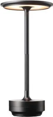 A dark gray LED desk lamp with a circular light source at the top and a cylindrical base.