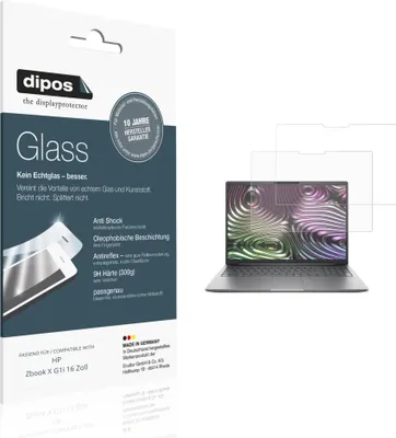 Produktbild von 2x Schutzfolie für HP Zbook X G1i 16 Zoll matt - Anti-Shock 9H Folie dipos Glass Kunststoffglas