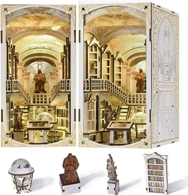 Immagine prodotto di Habarri | Libreria fai da te - Biblioteca degli dei - Puzzle 3D - Kit casa in miniatura con mobili e luce LED - Kit libreria