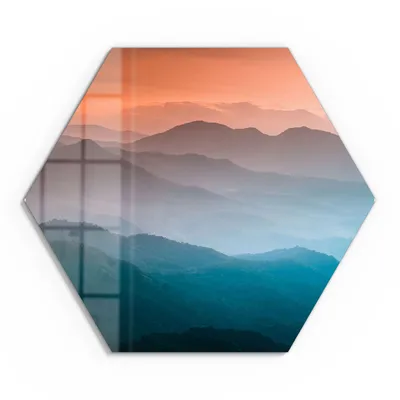 Produktbild von DEQORI Glasbild Echtglas 55x48 cm 'Verschleierte Bergketten' Wandbild Bild modern Deko