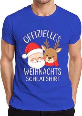 Produktbild von Offizielles Weihnachts Schlafshirt Weihnachtsmann Rentier Lustig Herren T-Shirt, Blau, 3XL
