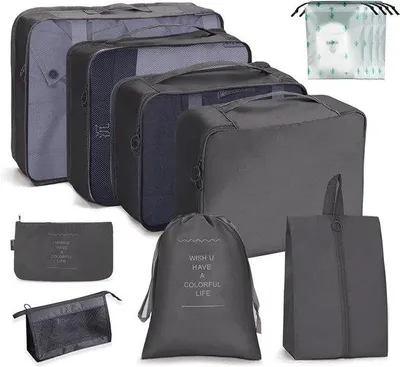 Produktbild von Famanu Kofferorganizer 12-teilig - Multifunktionale Reisetaschen in Schwarz