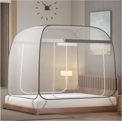 Productafbeelding van Klamboe voor bed - Muggennet tent - Bescherming tegen insecten - Installatievrij ontwerp - 1.5 x 2.0 m - B