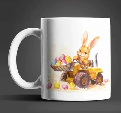 Produktbild von Osterhase Radlader Ostereier Ostern Kaffeetasse Teetasse Tasse Geschenkidee