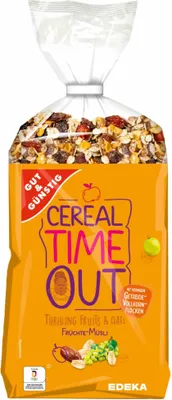 Produktbild von Gut & Günstig Früchte-Müsli mit 32% Fruchtgehalt und Vollkornflocken 3er Pack (3x1000g Packung) + usy Block