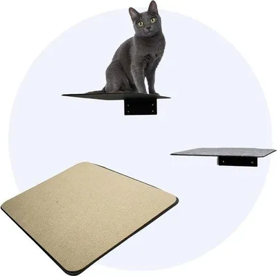 Produktbild von Famanu Katzenregal Set - 3 Stück - Krabbrett aus hochwertigem Filz - Katzenwand 20 x 24 cm