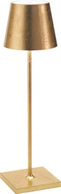 Immagine prodotto di Lampada a led da tavolo Poldina Pro Foglia Oro ricaricabile e dimmerabile con batteria fino a 12 ore