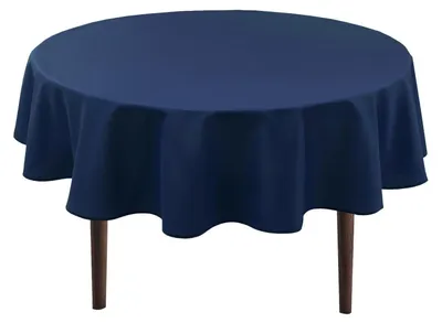 Productafbeelding van Donkerblauwe tafelkleed, waterafstotend, polyester, rond, 160 cm diameter, kreukvrij
