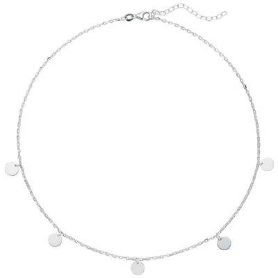 Produktbild von Collier Ankerkette Halskette 925 Silber mit 5 runden Anhänger Plättchen 39-44cm
