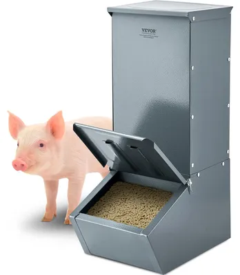 Schweinefutterautomat, 2,2 Bushel, verzinkter Stahl, 49x30x75 cm