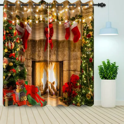 Weihnachts-Vorhang 2er-Set 117x229 cm rot