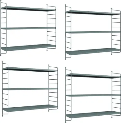 Zdjęcie produktu dla Modułowa półka ścienna "Strängnäs" zestaw 4 stalowych półek 50 x 60 x 15 cm szaroniebieska