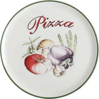 Produktbild von 32 cm großer Keramik-Pizzateller mit Pilzen