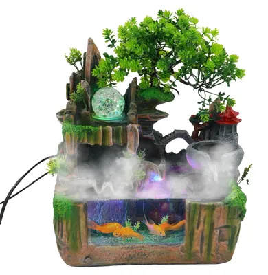 Immagine prodotto di Fontana da giardino, 25*15*27 cm, illuminazione a LED, per interni, materiali: resina e vetro, tensione 220 V
