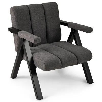 Produktbild von COSTWAY Sessel Wohnzimmer, Gepolsterter Loungesessel mit Armlehnen & Metallrahmen, Sofastuhl Modern, Relaxsessel, Grau