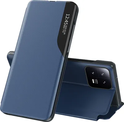 Image de Etui pour Xiaomi 13, étui en cuirPolyuréthaneavec fenêtre et fonction stand bleu