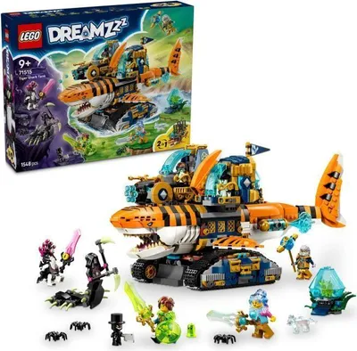 Obrázok produktu pre LEGO DREAMZzz Tygrovaný žralok 71515, transformovateľná hračka 2 v 1, 5 minifigúrok, chlapci alebo dievčatá od 9 rokov