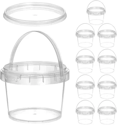Imagen del producto de Cubo transparente de 0,5 litros, hermético con tapa, con asa, apto para líquidos y polvos