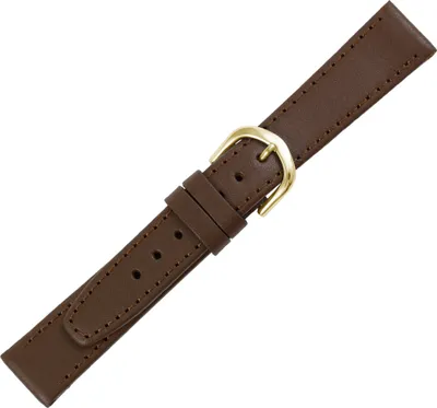 Produktbild von Minott > Uhrenarmband braun Kalbsleder > rembordiert Ton in Ton Naht, Stegbreite:8mm, Schließe:Gelbgolden