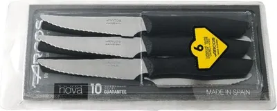 Productafbeelding van Steakmessen met ribbels, set van 6, Nova, zwart