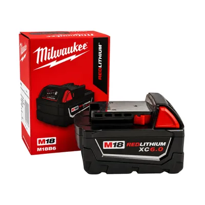 Image de Batterie de remplacement 18V 6,0Ah Li-Ion, compatible avec le système de batteries Milwaukee M18 – Batterie pour outils avec indicateur de charge