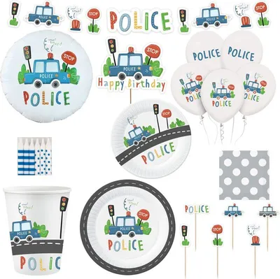 Produktbild von Polizei Geburtstag Deko Partyset Kindergeburtstag Police Geburtstagsdeko