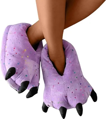 Produktbild von ASKSA Uni Soft Pluesch Haus Hausschuhe Tier Kostuem Pfote Claw Schuhe, Violett, Groesse: 36-42