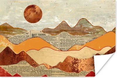 Produktbild von MuchoWow® Poster Vintage - Zeitung - Bronze - Abstrakt - Landschaft - Farben 120x80 cm - Bilder