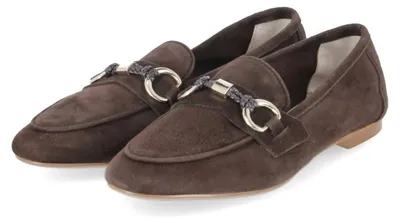 Image de Kaerlek, mocassins pour femmes, modèle IVY, en cuir marron, taille 38
