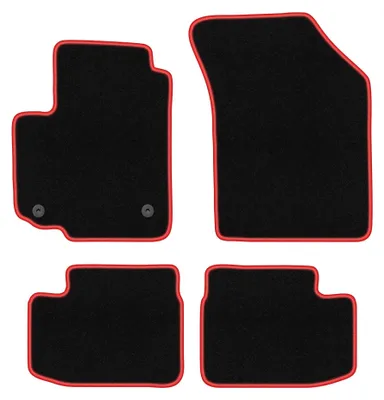 Image de Tapis de sol en moquette pour Fiat Sedici 2006-2014 (à hayon) – jeu 4 pièces, noir/rouge, sur mesure – Wielganizator CARLUX