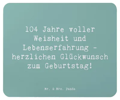 Produktbild von Mr. & Mrs. Panda Mauspad Spruch 104. Geburtstag - Meeresbrise - Geschenk, laptop, herzlichen Glückwunsch, computermatte, Mousepad, Jubiläum, Mouse Pad, Weisheit