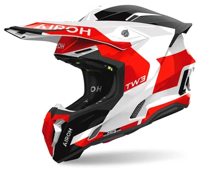 Imagen del producto de Casco de motocross Airoh Twist 3 Fancy, blanco//rojo, talla 2XL (63)