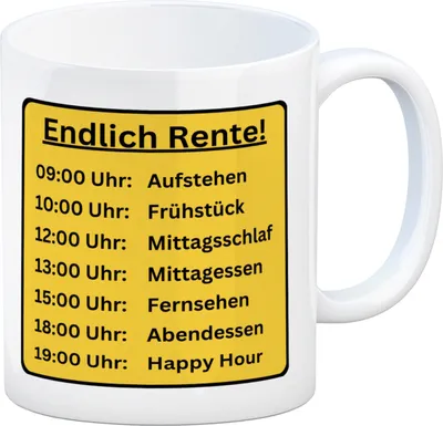 Produktbild von Renten To-Do Liste Kaffeebecher mit Spruch: Endlich Rente