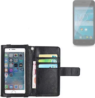 Produktbild von K-S-Trade Handy Hülle Schutz Hülle Kompatibel mit Qilive Q.4868 Case mit Displayschutz / Schutzfolie Flip Cover Wallet case Etui Hülle schwarz