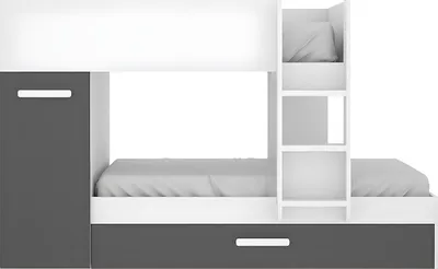 Produktbild von Etagenbett mit Ausziehbett, 3 × 90 × 190 cm - anthrazit und weiß - ANTHONY