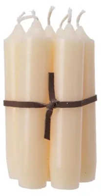 Image de Cire à bougies pointues Decoris, 7 pièces, 6,5 x 6,5 x 11 cm, crème