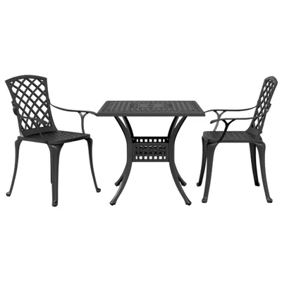 Obrázek produktu pro vidaXL 3dílný bistro set z černého litého hliníku