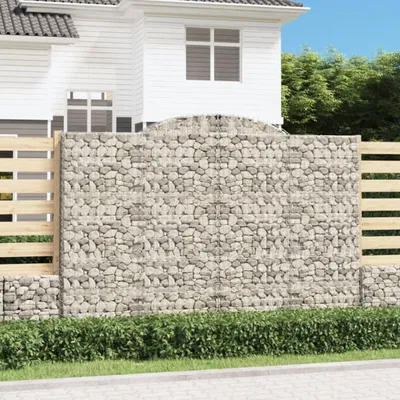 Produktbild von The Living Store Gabionen mit Hochbogen 6 Stk. 300x50x200/220cm Verzinktes Eisen