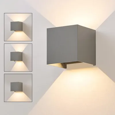 Image de ZMH Applique murale LED Extérieur 5W Gris Applique murale Blanc chaud Up Down Lampe extérieure IP65 Etanche Lampe extérieure Cage d'escalier Mur de maison Lampe extérieure Couloir